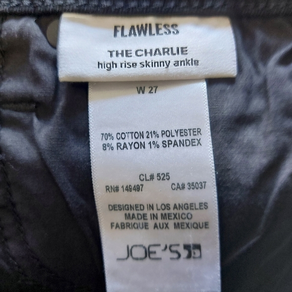 Joe's The Charlie High Rise Skinny Ankle Flawless Black Size 27 - Picture 11 of 12